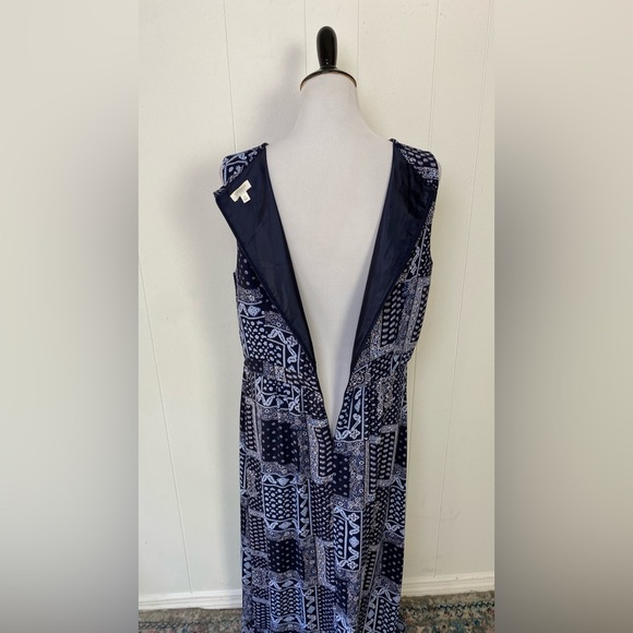 Talbots Blue Paisley Bandana Print Midi Maxi Dress Size 14 Sleeveless Casual - Picture 11 of 13